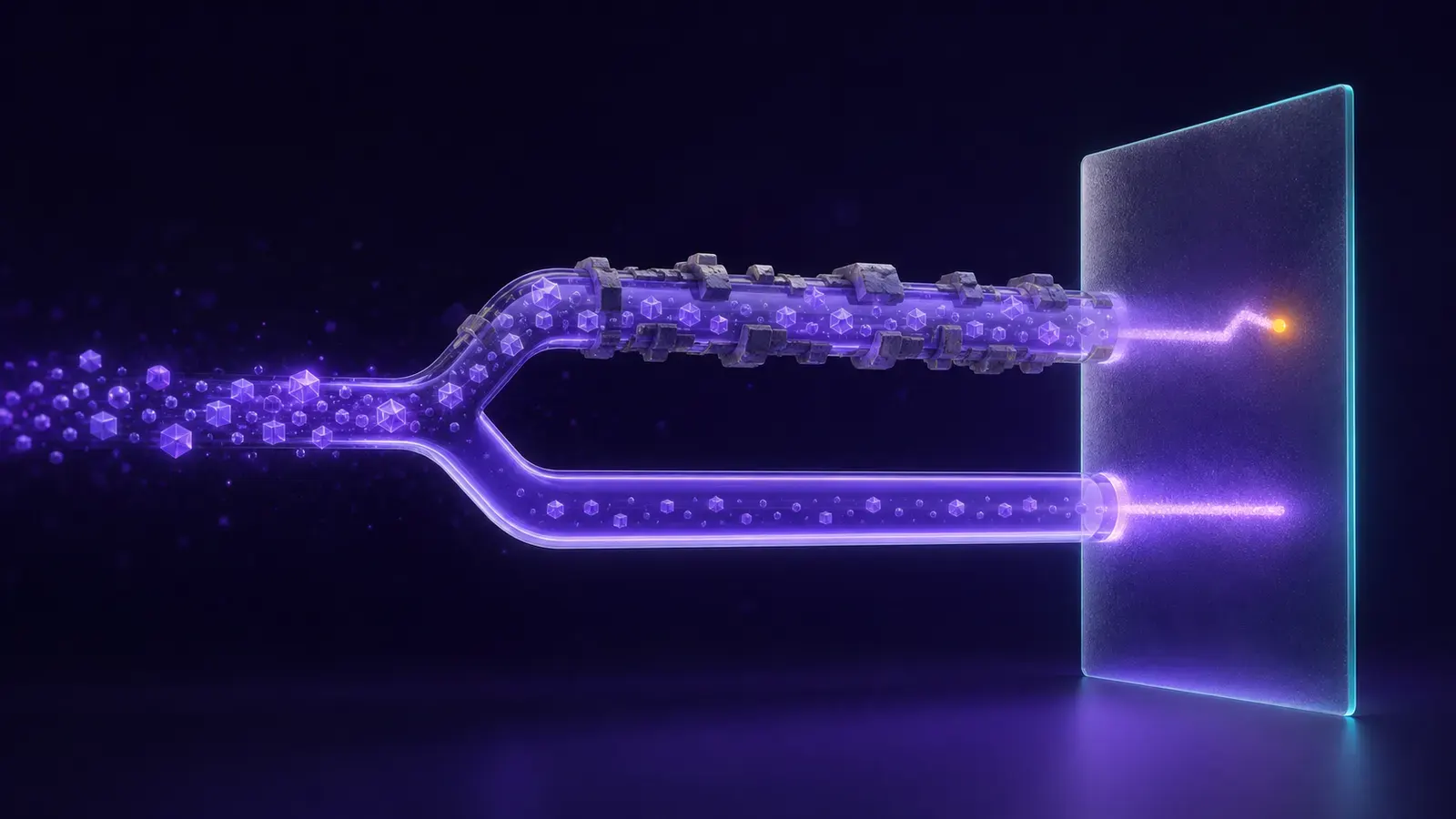 Isometric illustration of a migration to iPaaS: two conduits process the same flow in parallel and their results are compared side by side.
